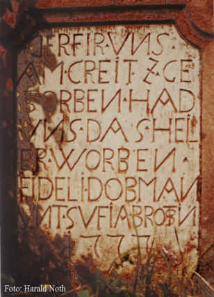 Inschrift am Wegkreuz am Krmerkppele, Oberrotweil