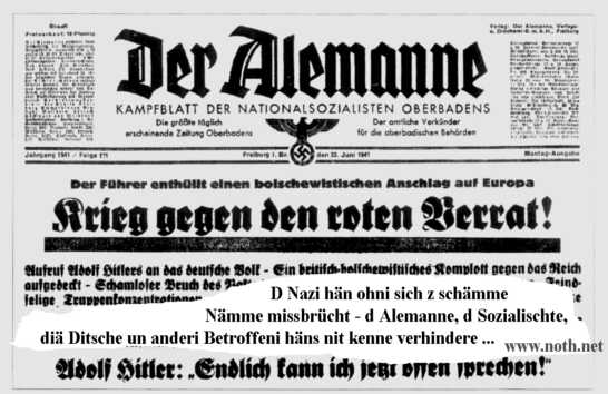 Dr Gipel vu dr Frchheit: d Nazi nnne ihre Kampfblatt "Der Alemanne" ...