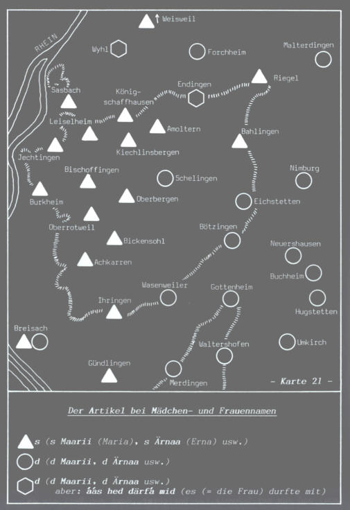 Karte: Der Artikel bei Mdchen- und Frauennamen